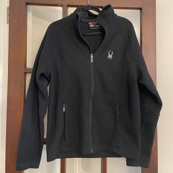 Spyder Black Core Zip-Up Sweater, Size Medium - Picture 1 of 6